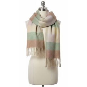 Madewell Womens Chunky oversized long scarf green  mocha brown soft fringe